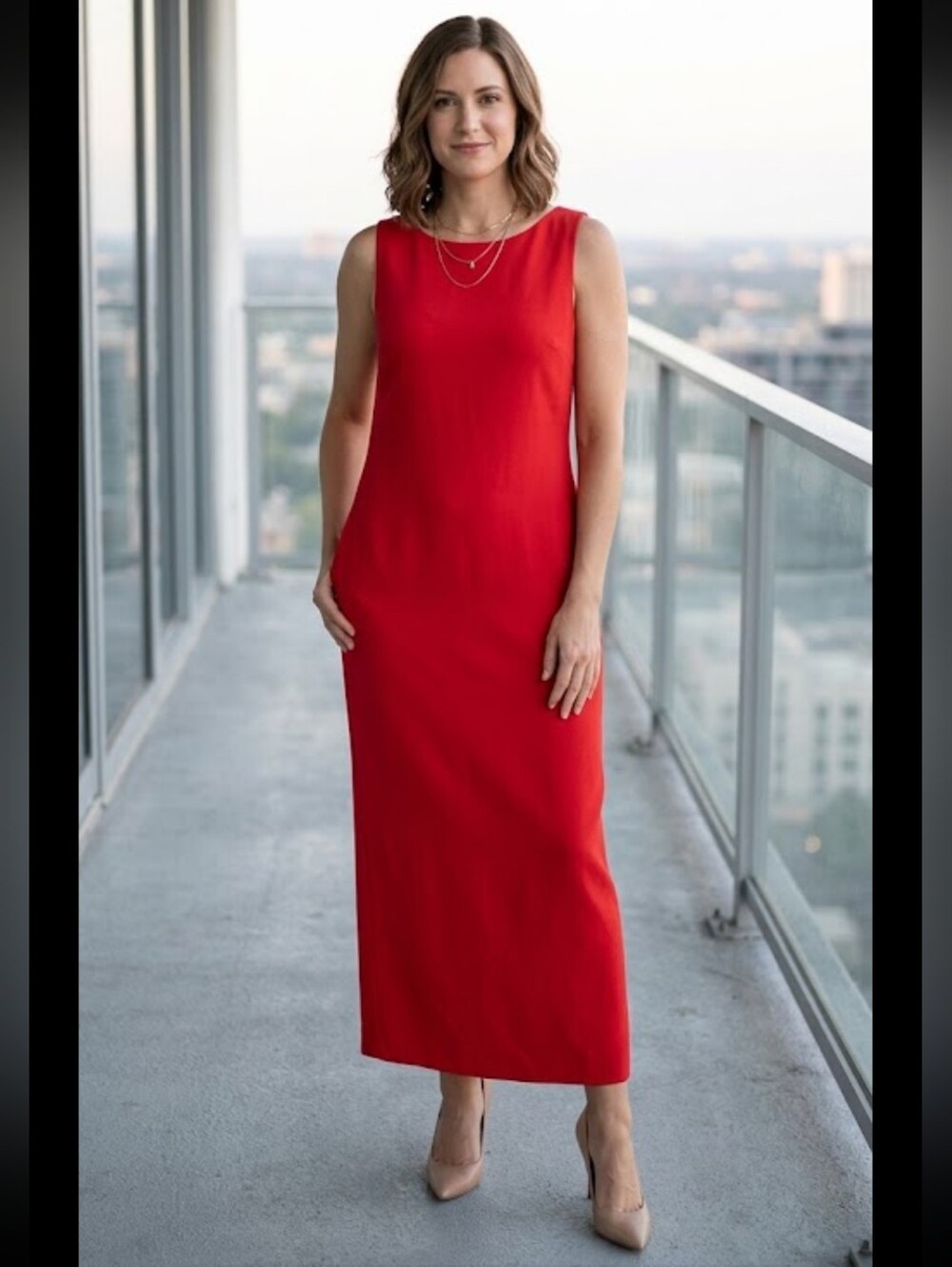 Cynthia Howie for Maggy Boutique Solid Red Maxi Dress size 12 Sleeveless Zip Up